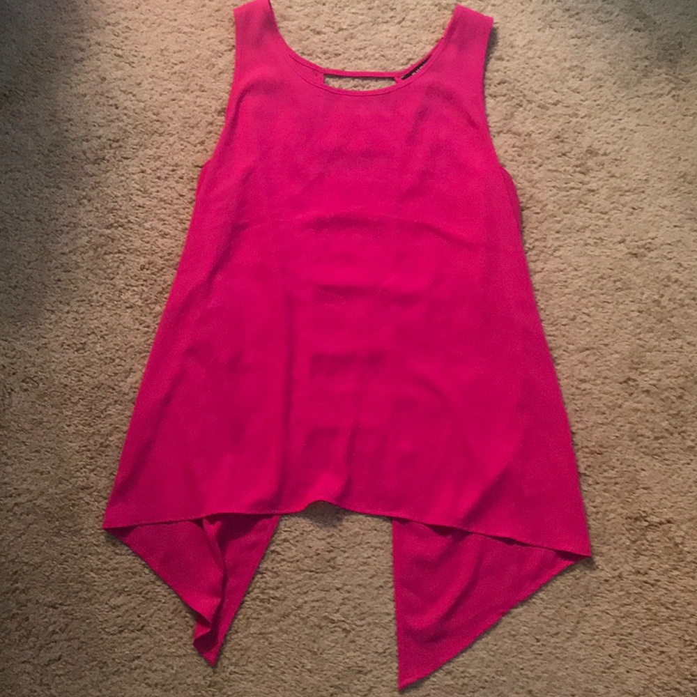 Hot pink flowy ladder back tank